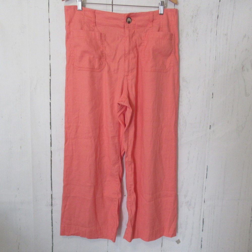 Maeve By Anthropologie Pants 32 Coral Collette High Rise Wide Leg Crop